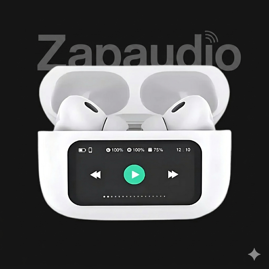 ZapAudio Display Screen 2 Premium Wireless Earbuds | 100% ANC with 1.40" Full HD Touch Screen | 14mm High Deep Bass Drivers