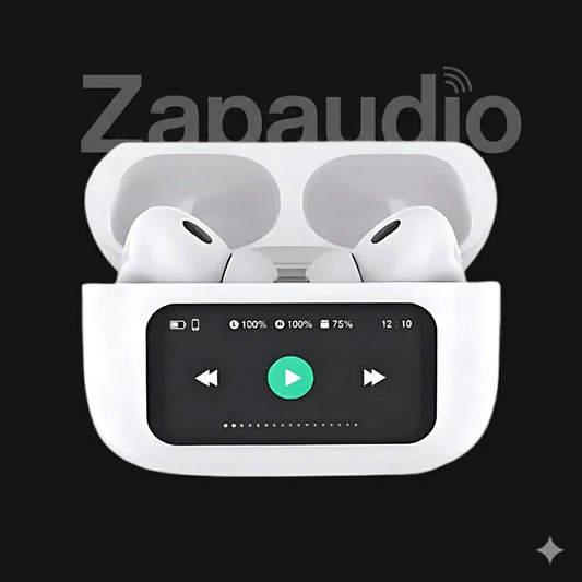 ZapAudio Display Screen 2 Premium Wireless Earbuds | 100% ANC with 1.40" Full HD Touch Screen | 14mm High Deep Bass Drivers
